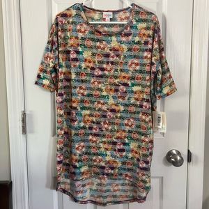 Lularoe Irma tunic multicolor pattern scoop neck high low